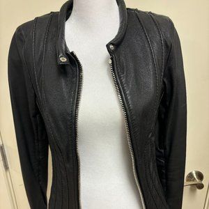 Punto Leather, Black Moto Jacket, Size 4